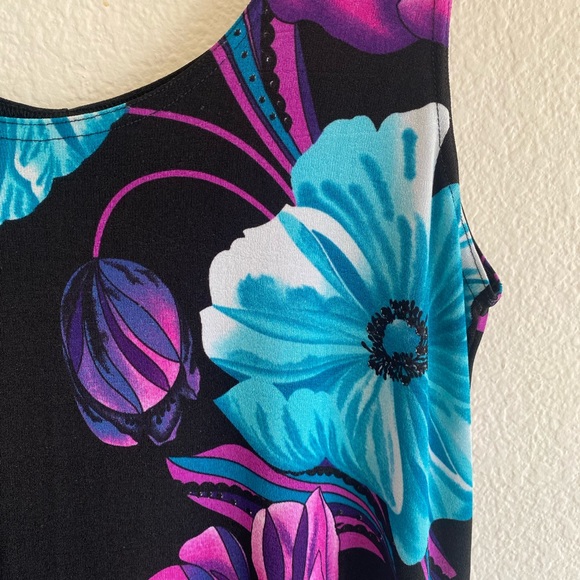 Jostar Poly Spandex Travel Knit Slinky Stretch Floral Dress - Picture 6 of 9